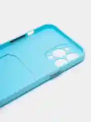 Голубой силиконовый чехол для iPhone 13 Pro Max, с карманом для карт, прозрачный
