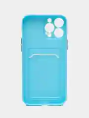 Голубой силиконовый чехол для iPhone 13 Pro Max, с карманом для карт, прозрачный