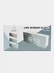 Белый часы настольные электронные LED с зеркальным экраном / будильник / термометр