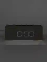 Черный часы настольные электронные LED с зеркальным экраном / будильник / термометр