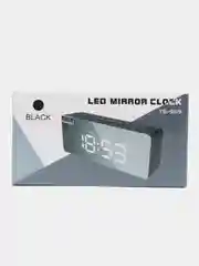 Черный часы настольные электронные LED с зеркальным экраном / будильник / термометр