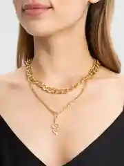 Золотой цепочка двойная, на шею, женская