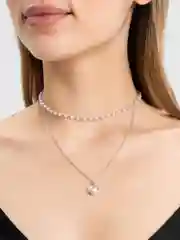 Серебряный подвеска на шею двухслойная с бусинами