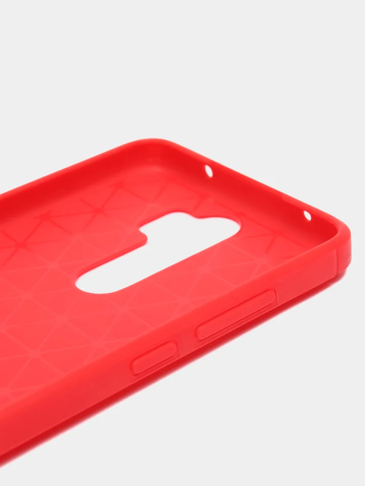 Красный чехол Xiaomi Redmi Note 8 Pro со вставками под карбон