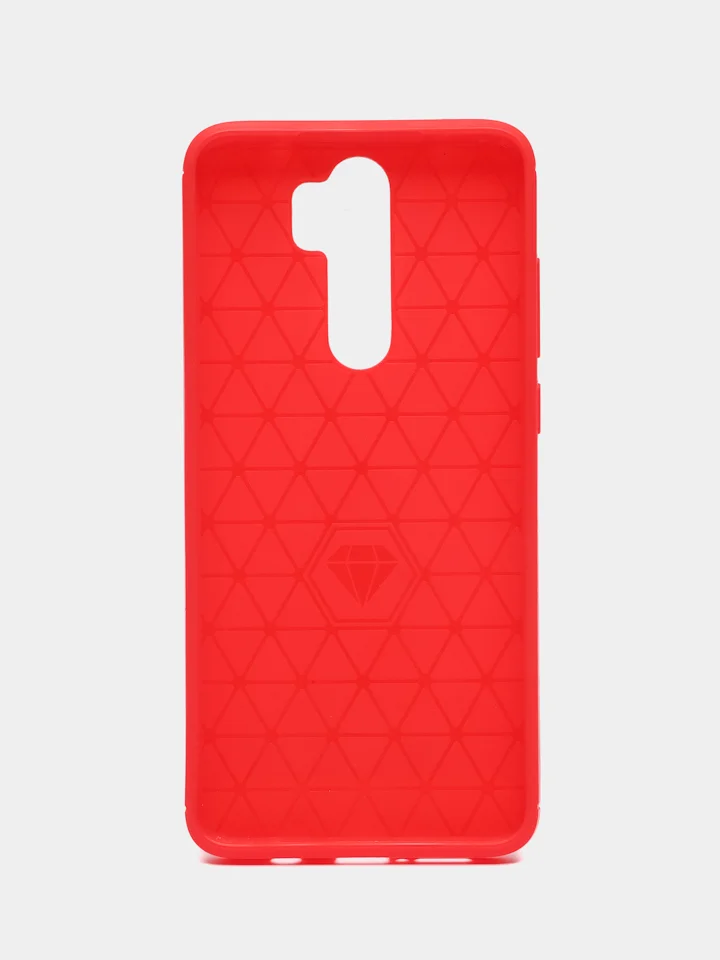 Красный чехол Xiaomi Redmi Note 8 Pro со вставками под карбон