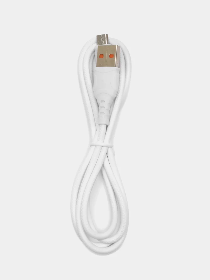 Белый usb кабель зарядный, 1.0м, DENMEN D06 2.4A, TypeC/MicroUSB/Lightning для Android и iPhone