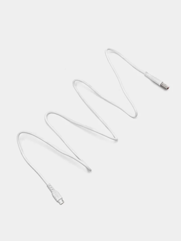Белый usb кабель зарядный, 1.0м, DENMEN D06 2.4A, TypeC/MicroUSB/Lightning для Android и iPhone
