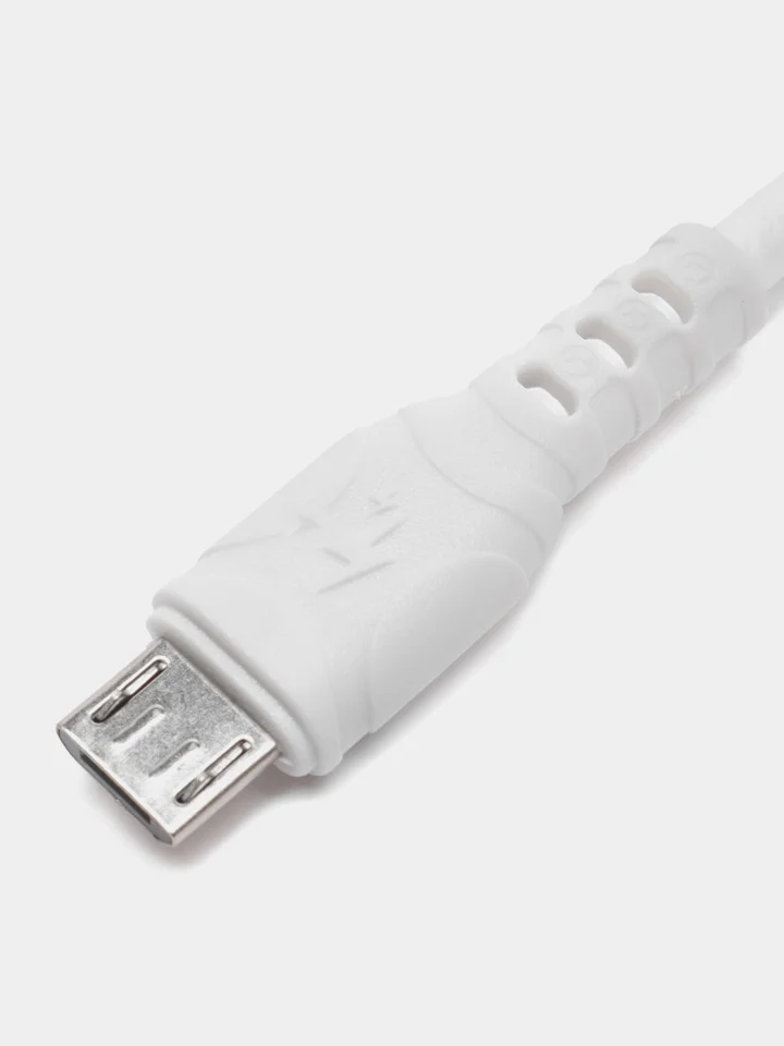 Белый usb кабель зарядный, 1.0м, DENMEN D06 2.4A, TypeC/MicroUSB/Lightning для Android и iPhone