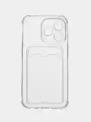 Чехол с карманом для карт iPhone 11/XR/12/13/XS/6s/7/8/SE/Pro/Max/Plus/mini, силиконовый