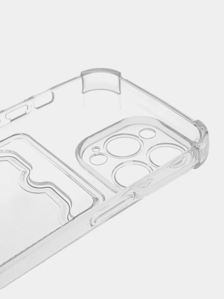 Чехол с карманом для карт iPhone 11/XR/12/13/XS/6s/7/8/SE/Pro/Max/Plus/mini, силиконовый