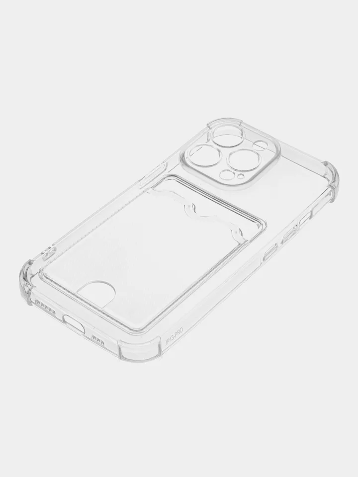 Чехол с карманом для карт iPhone 11/XR/12/13/XS/6s/7/8/SE/Pro/Max/Plus/mini, силиконовый