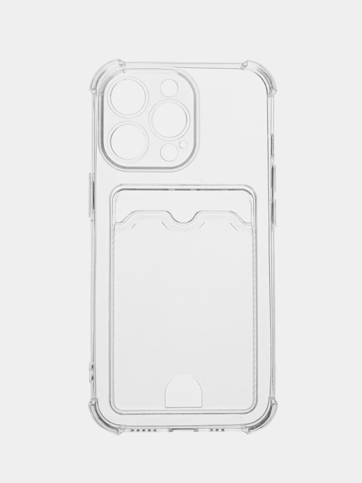 Чехол с карманом для карт iPhone 11/XR/12/13/XS/6s/7/8/SE/Pro/Max/Plus/mini, силиконовый