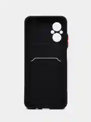 Черный силиконовый чехол Xiaomi Poco M5 4G 2022, Poco M4 5G (Поко М4 5Г, М5 4Г 2022), с карманом для карт, прозрачный