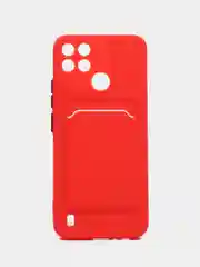 Красный чехол Realme C21Y Realme C25Y Реалми С21у С25у с карманом для карт, прозрачный