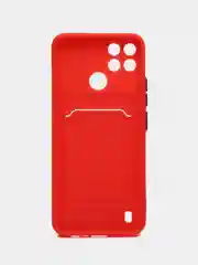 Красный чехол Realme C21Y Realme C25Y Реалми С21у С25у с карманом для карт, прозрачный