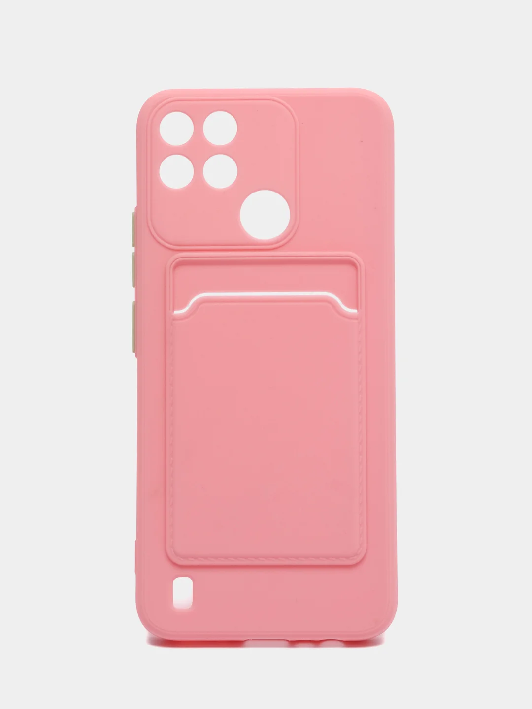 Розовый чехол Realme C21Y Realme C25Y Реалми С21у С25у с карманом для карт, прозрачный