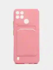 Розовый чехол Realme C21Y Realme C25Y Реалми С21у С25у с карманом для карт, прозрачный