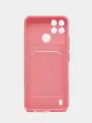 Розовый чехол Realme C21Y Realme C25Y Реалми С21у С25у с карманом для карт, прозрачный