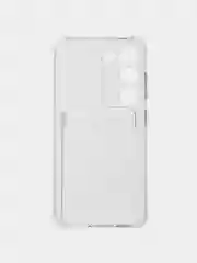 Прозрачный противоударный чехол для Samsung Galaxy S23 силиконовый ROSCO с углами и карманом для карт