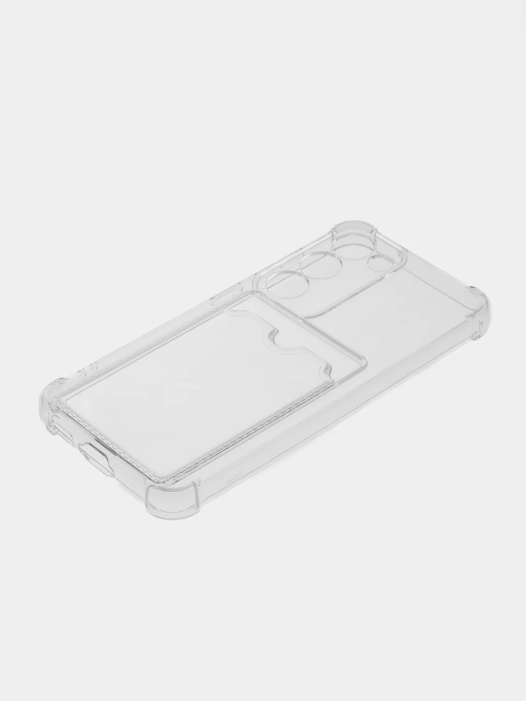 Прозрачный противоударный чехол для Samsung Galaxy S23 силиконовый ROSCO с углами и карманом для карт