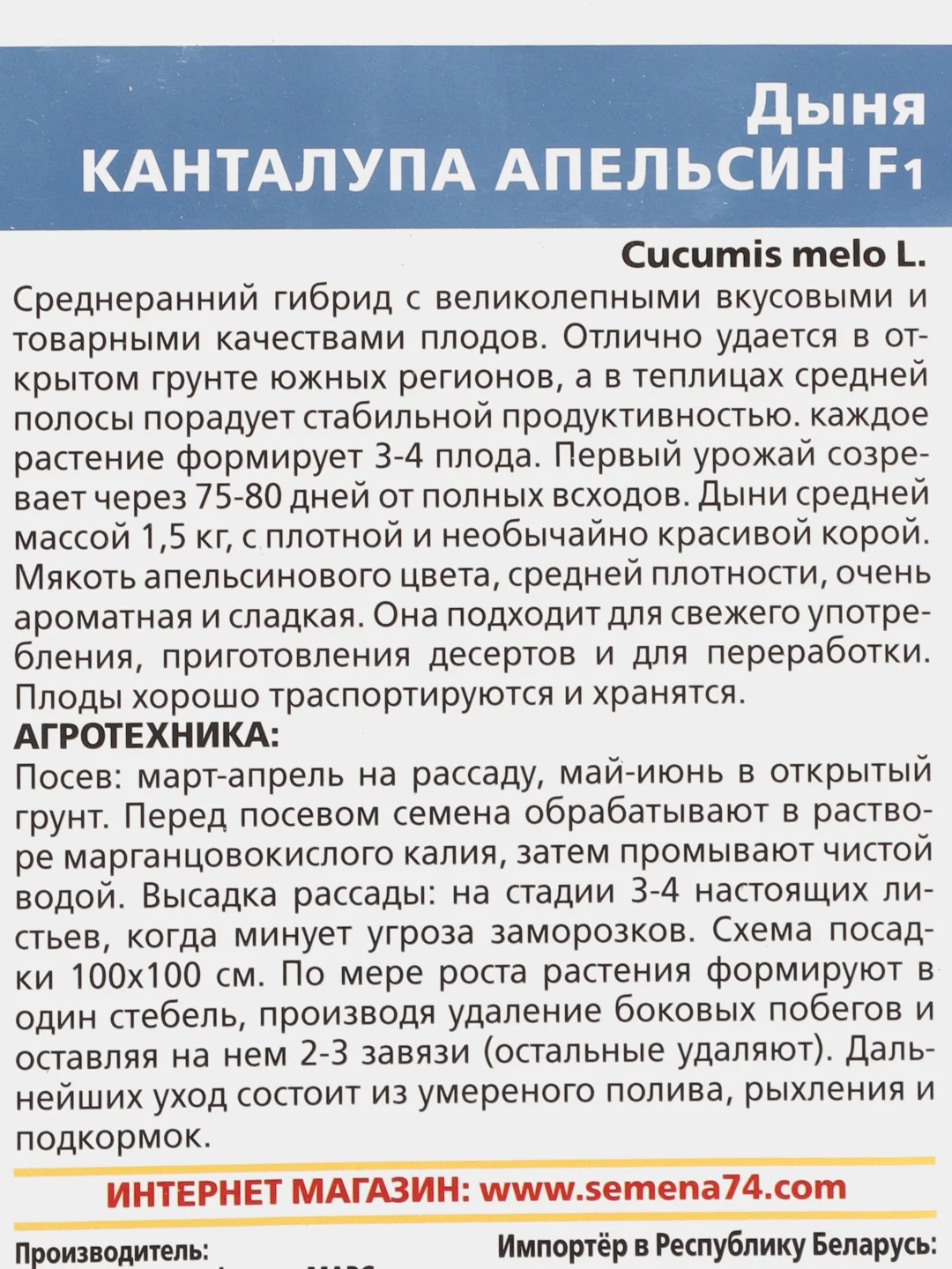 Дыня канталупа Апельсин (семена)