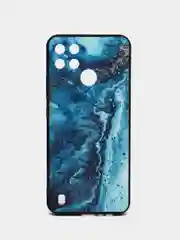 Тёмно-бирюзовый чехол для Realme C21y / C25y, с принтом, с рисунком (Реалми С21у / С25у)