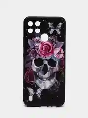 Тёмно-бордовый чехол для Realme C21y / C25y, с принтом, с рисунком (Реалми С21у / С25у)