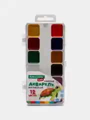 Краски акварельные для рисования Brauberg Kids, медовые, 12 цветов, квадратные кюветы