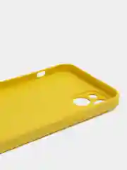 Желтый силиконовый чехол на iPhone 14, 14 Plus, 14 Pro, 14 Pro Max, со стеклянной панелью
