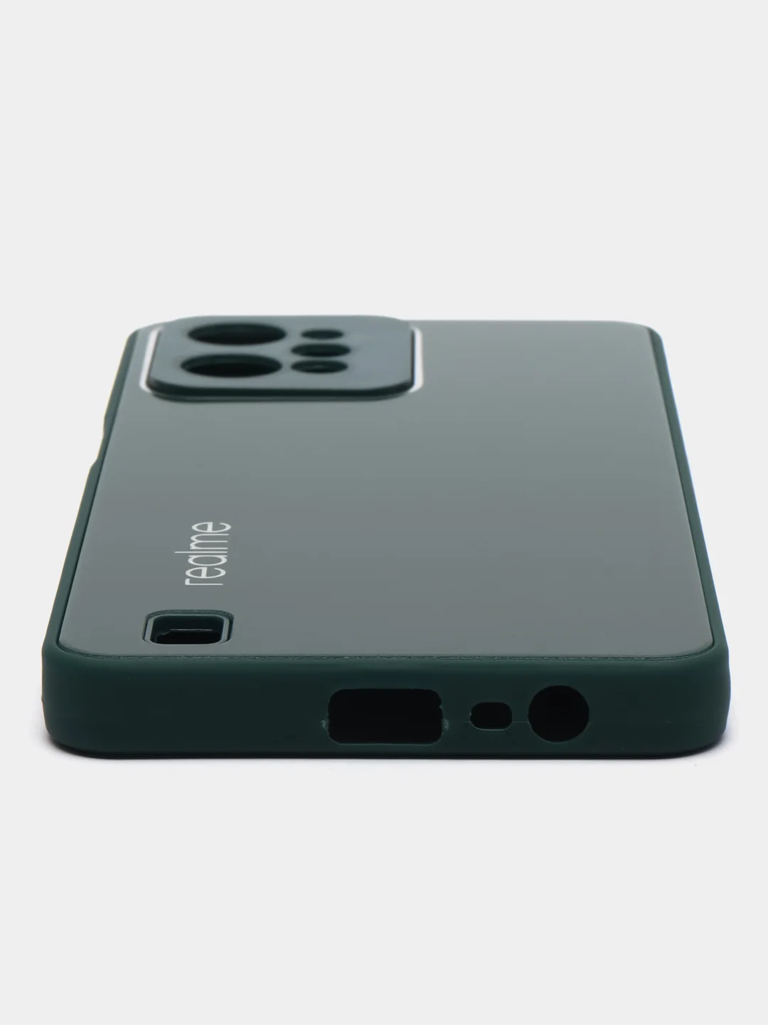 Тёмно-зелёный чехол для Realme C31 (Реалми С31), пластиковый, глянцевый, под стекло