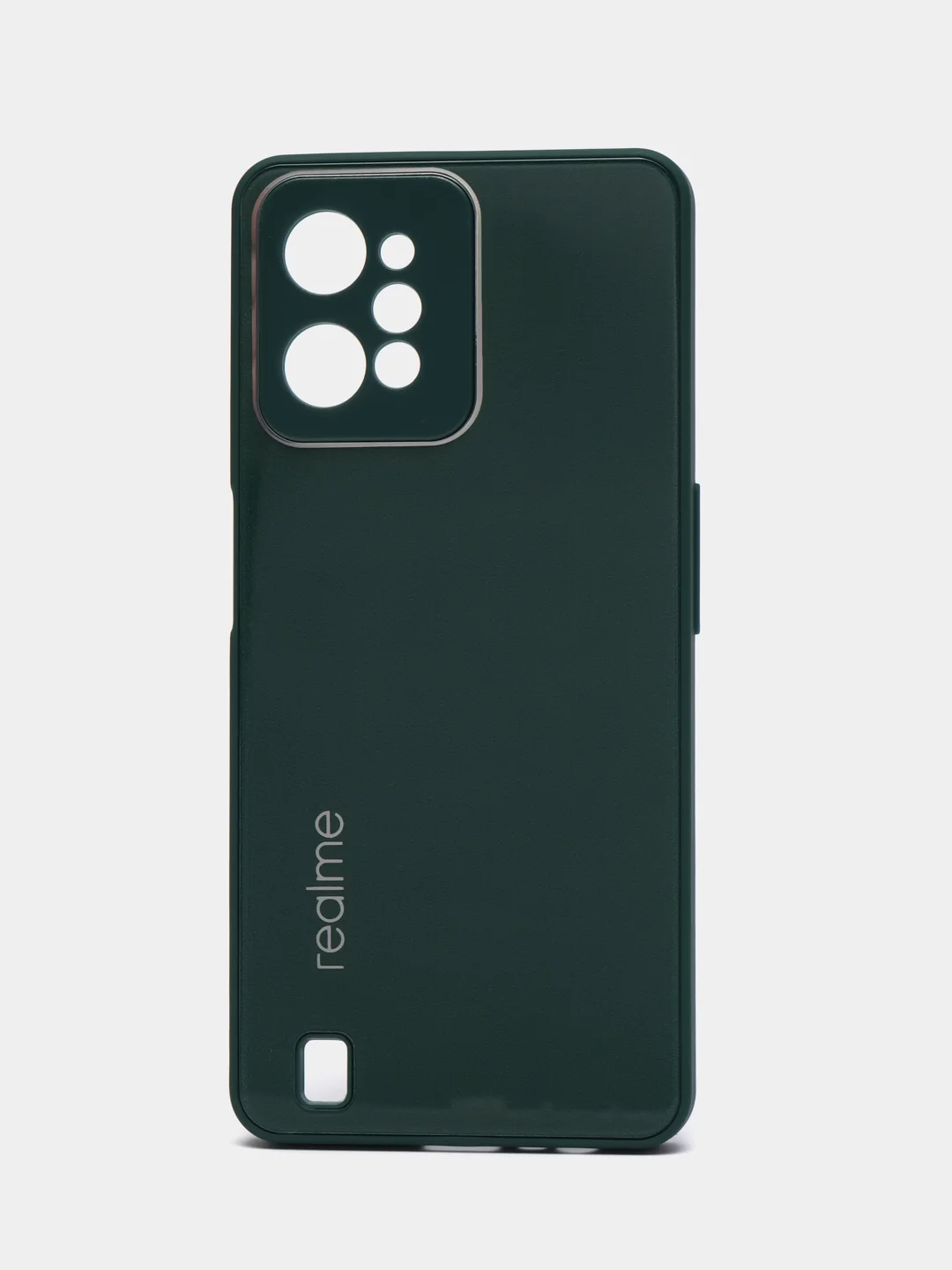Тёмно-зелёный чехол для Realme C31 (Реалми С31), пластиковый, глянцевый, под стекло