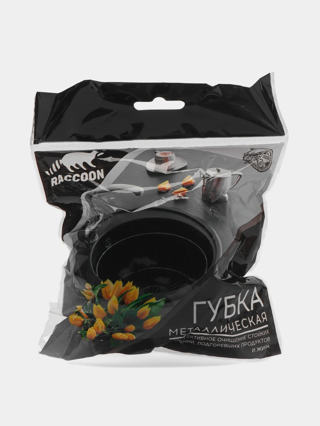 Губка для мытья посуды металлическая Raccoon, спираль оцинкованная, 30 гр