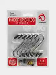 Набор крючков для рейлинга Доляна, d=1,5 см, 6 см, 6 шт, цвет хром