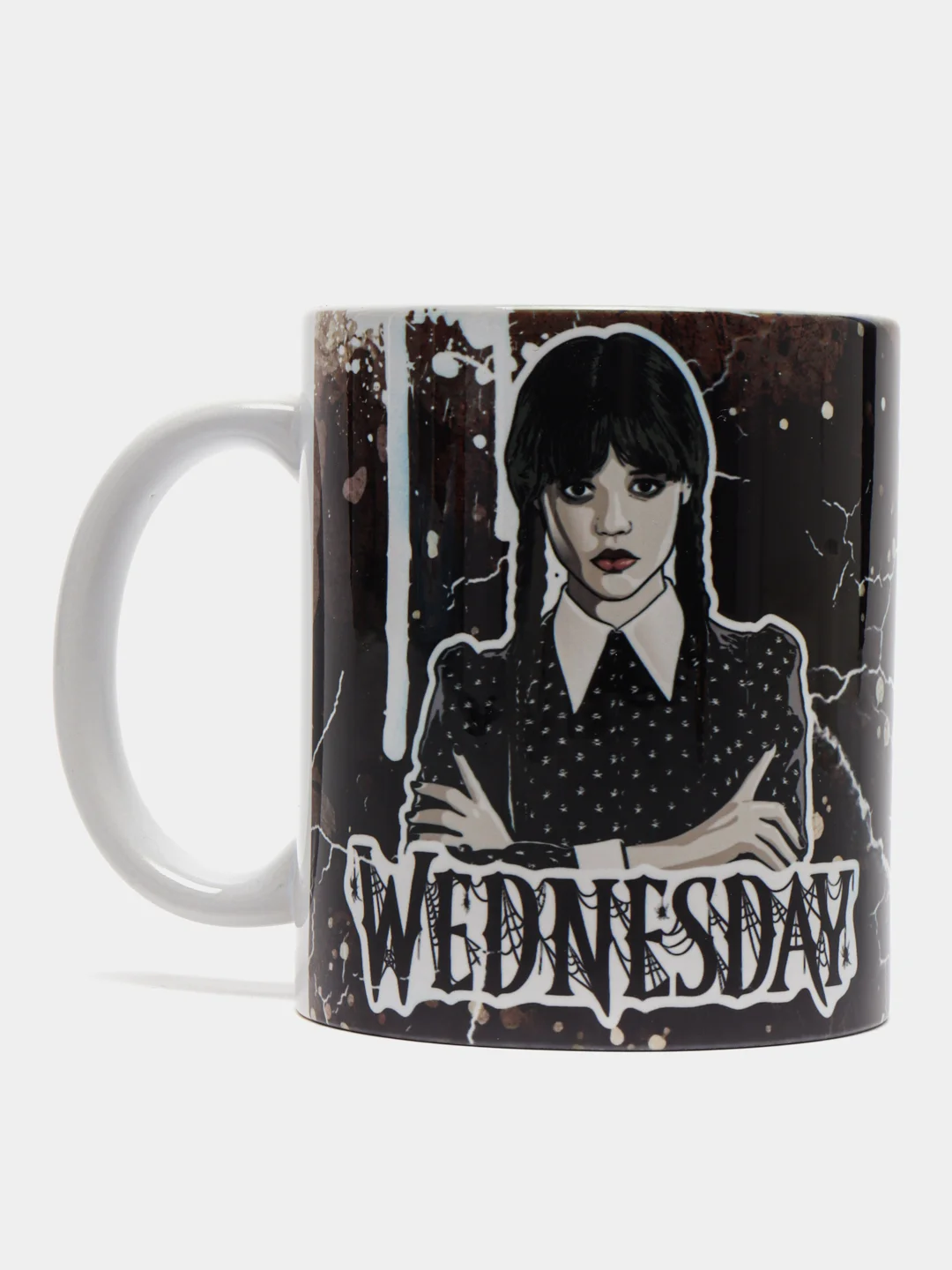 Черный кружка сувенирная с принтом "Wednesday"