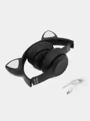 Черный беспроводные наушники светящиеся ушки кошки MZ-P47 Bluetooth 5.0 с микрофоном, FM SD Mp3