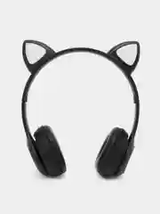 Черный беспроводные наушники светящиеся ушки кошки MZ-P47 Bluetooth 5.0 с микрофоном, FM SD Mp3