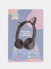 Черный беспроводные наушники светящиеся ушки кошки MZ-P47 Bluetooth 5.0 с микрофоном, FM SD Mp3
