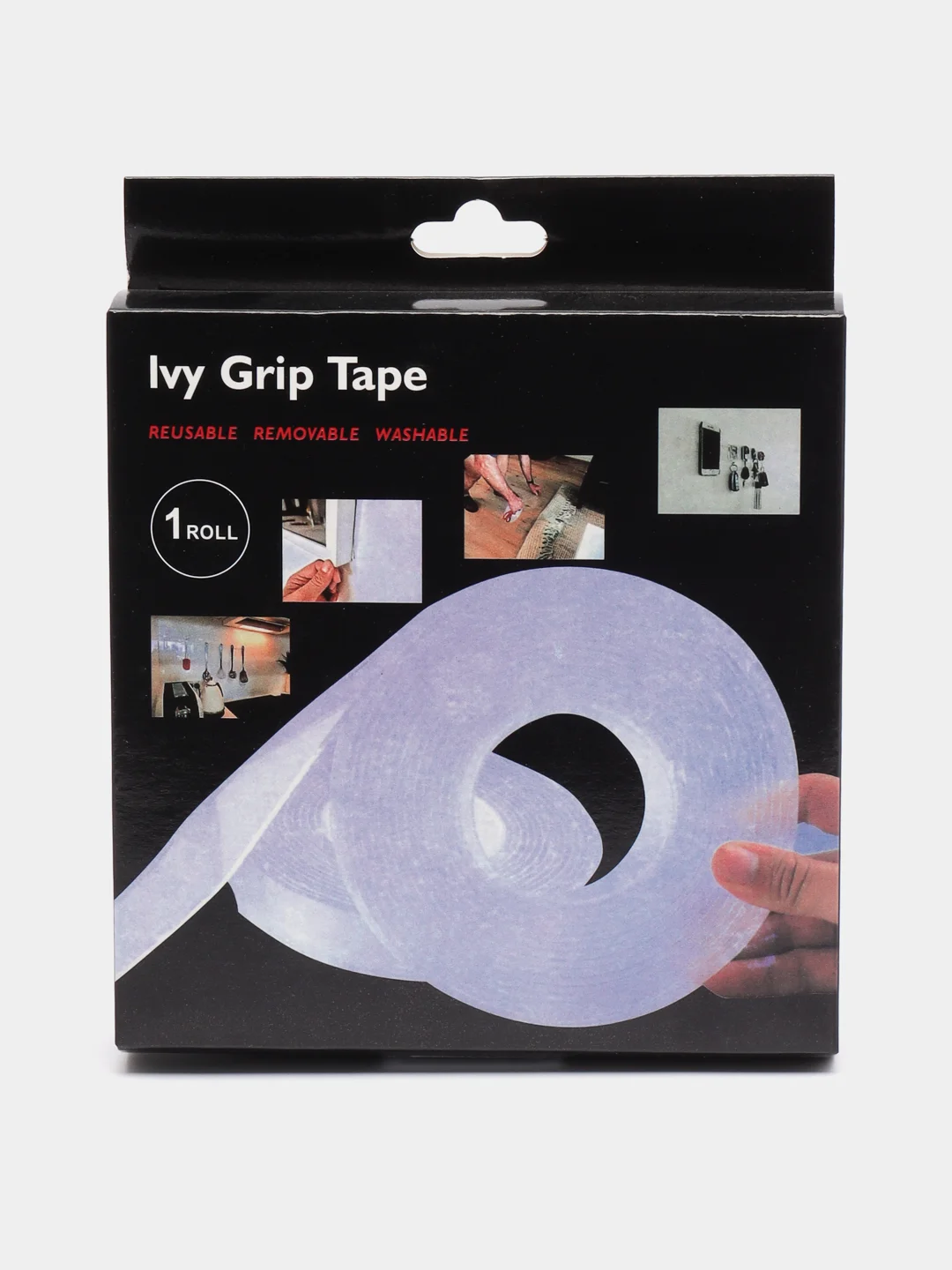 Клейкая лента многоразовая двусторонняя Ivy Grip Tape / прозрачный скотч - 1м, 3м