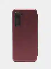 Бордовый чехол-книжка для Samsung S21 FE / S 21 FE / S21FE, экокожа