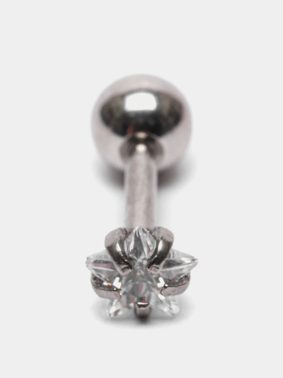 Серый серьга - гвоздик для пирсинга из медицинской стали, 1 штука