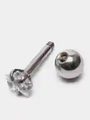 Серый серьга - гвоздик для пирсинга из медицинской стали, 1 штука