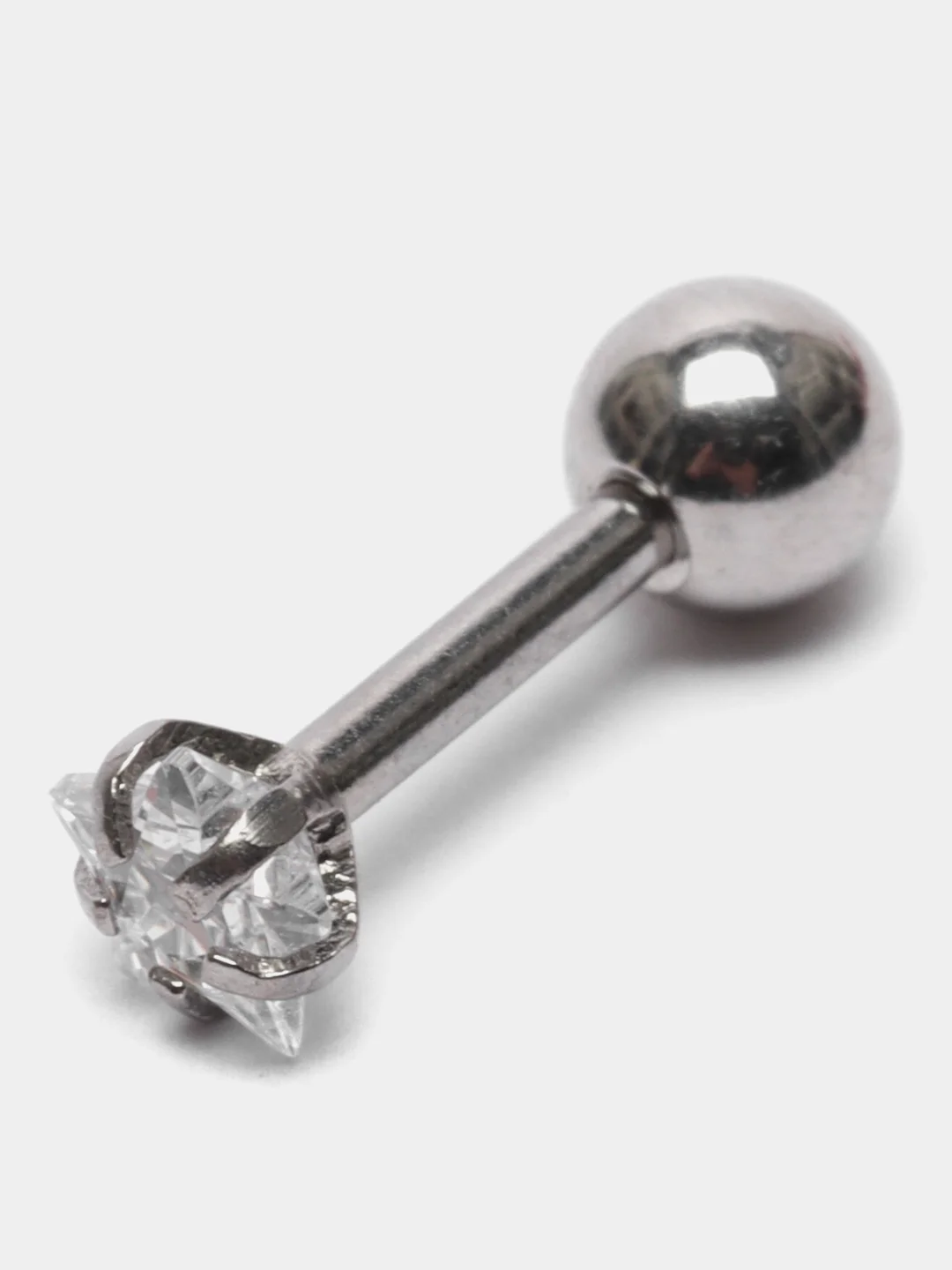 Серый серьга - гвоздик для пирсинга из медицинской стали, 1 штука