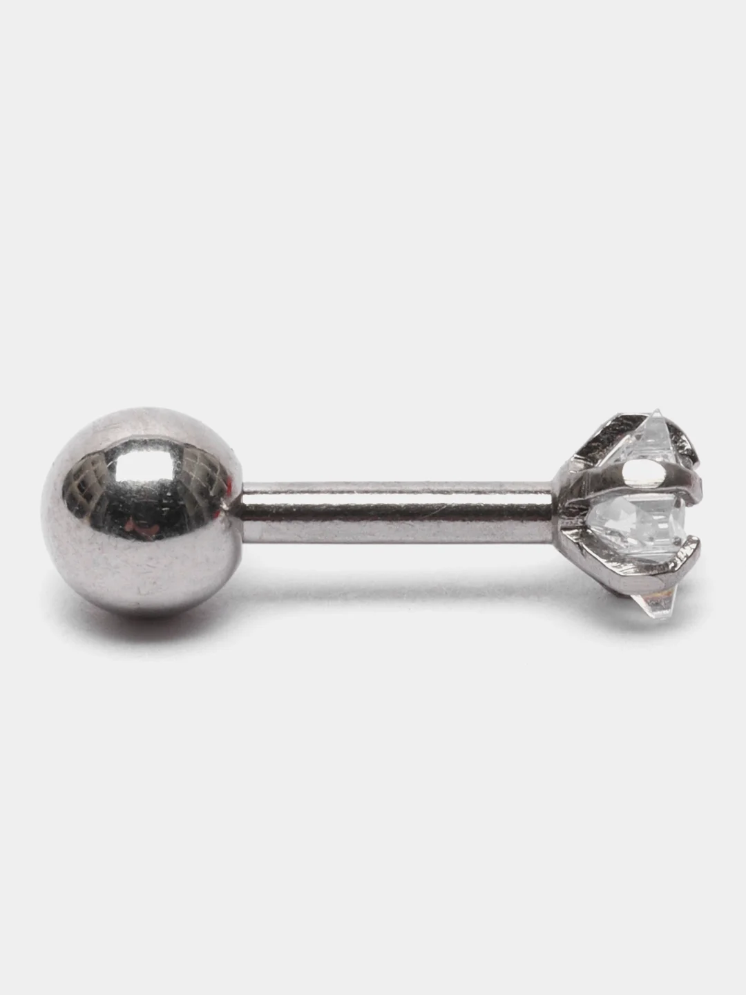 Серый серьга - гвоздик для пирсинга из медицинской стали, 1 штука