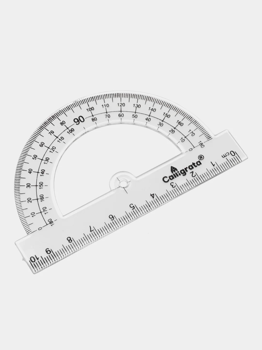 Транспортир прозрачный, 180 градусов, 10 см