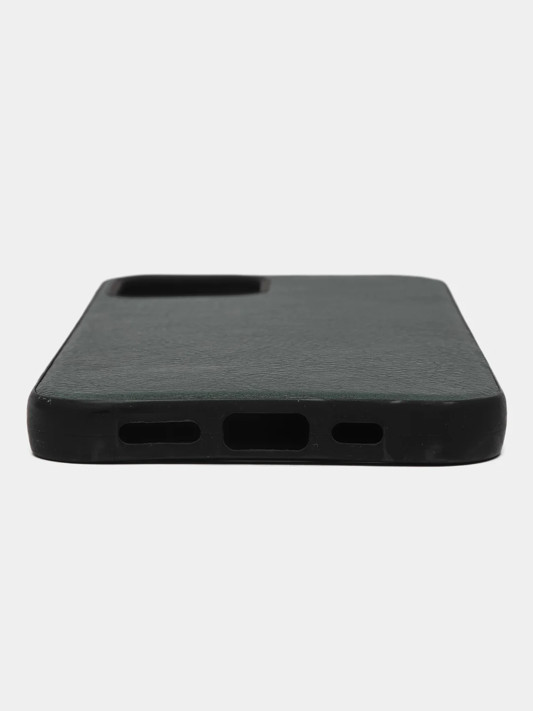 Зеленый чехол для iPhone 12/12 Pro с кожаной вставкой