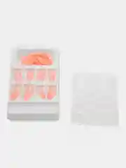 Кораллово-розовый накладные ногти с дизайном