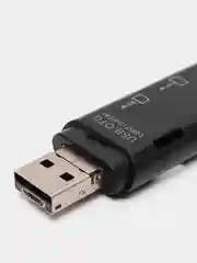 Черный otg Картридер USB 3 в 1 D-178 Type C & Micro USB TF/SD