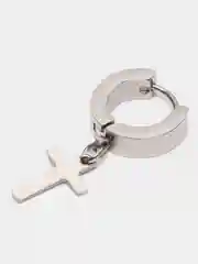 Серебряный пирсинг в ухо, серьга с крестом