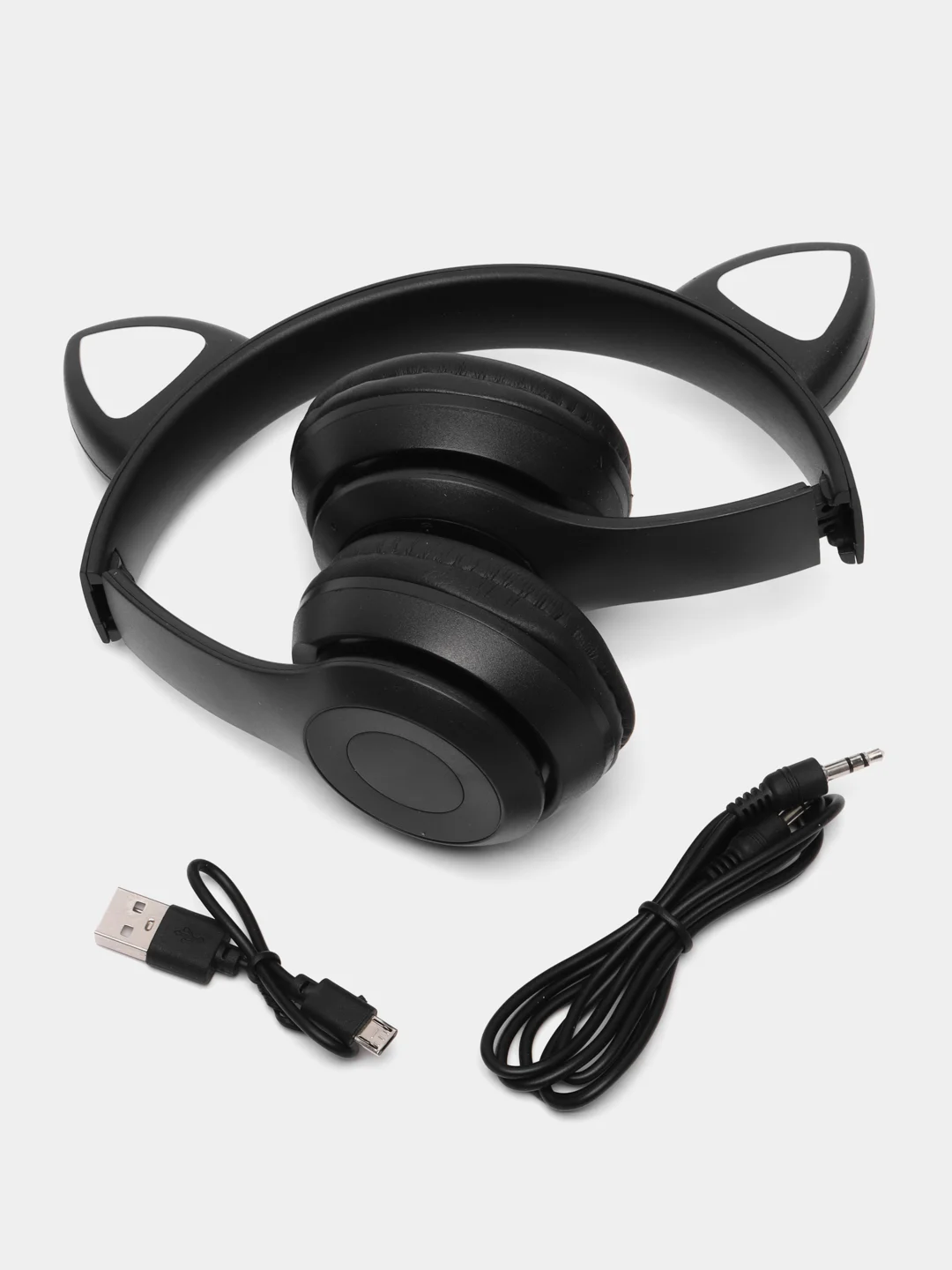 Черный cat Ear P47M Беспроводные детские наушники со светящимися ушками
