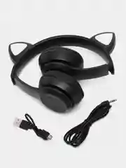 Черный cat Ear P47M Беспроводные детские наушники со светящимися ушками